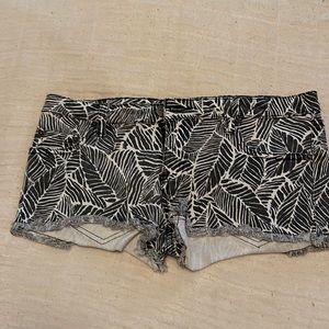 RVCA black and white leaf print shorts